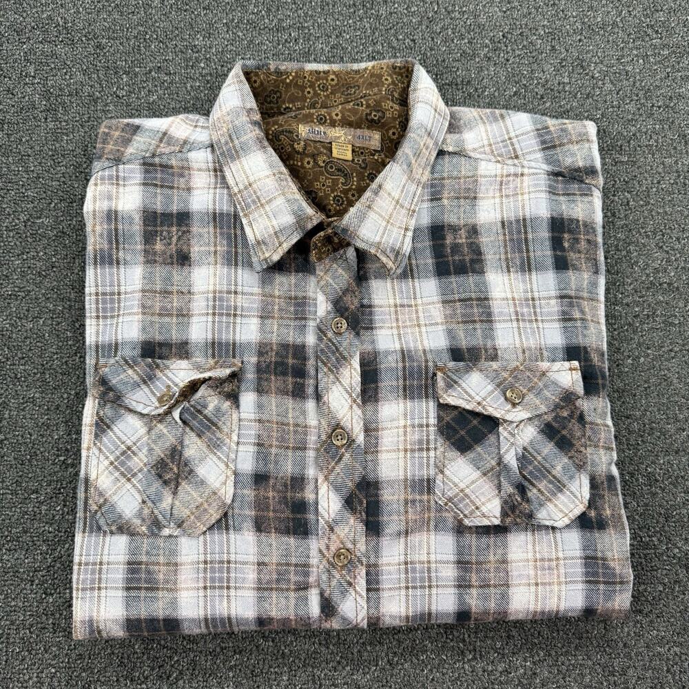 Blue Pronto Uomo Mens Brown Plaid Long Sleeve Button Up Flannel Shirt Size 4XLT